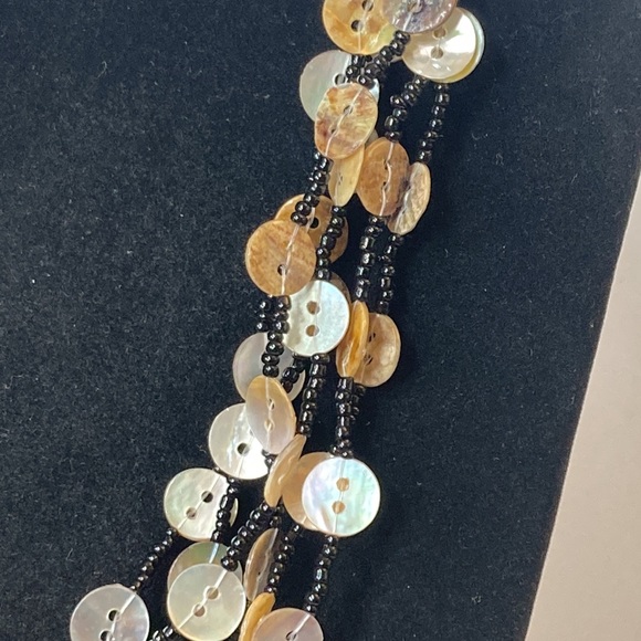 19" Eclectic Button and Seed Bead Multi Strand Necklace - Picture 4 of 10